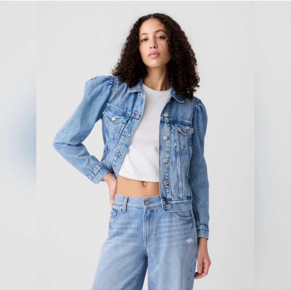 Gap Puff Sleeve Denim Jacket